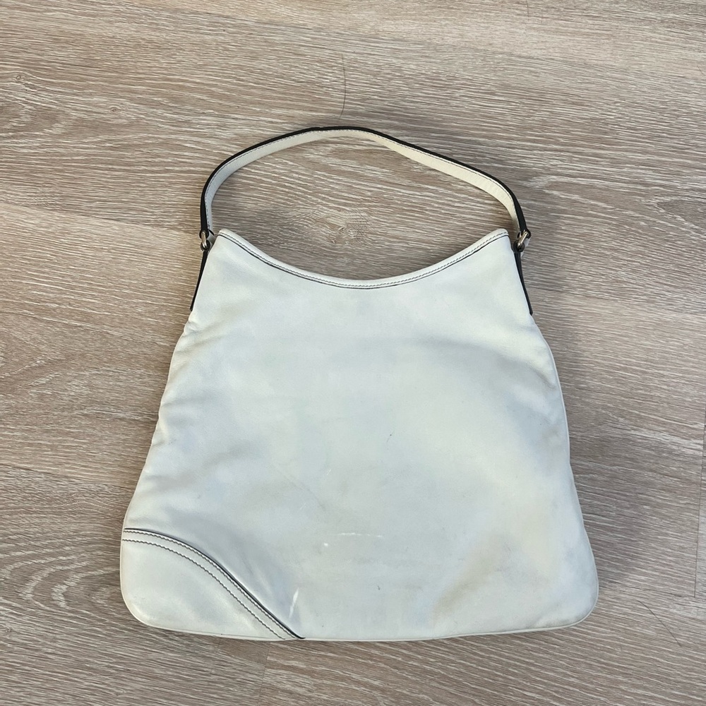 Gucci Vintage New Britt Hobo Bag Ivory/Cream Leather Shoulder Purse - Picture 4 of 10